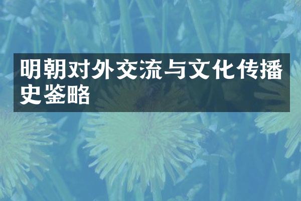 明朝对外交流与文化传播史鉴略