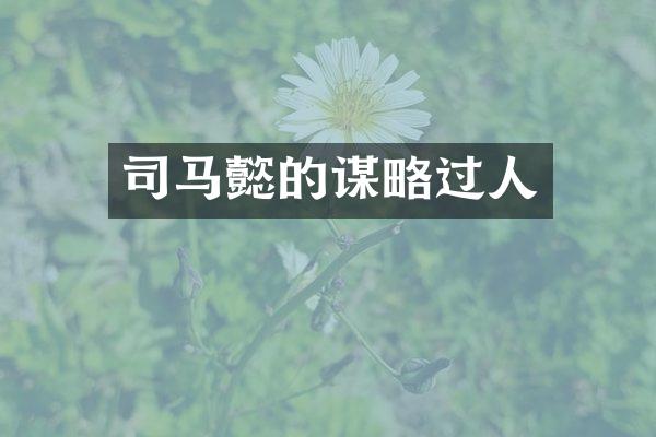 司马懿的谋略过人
