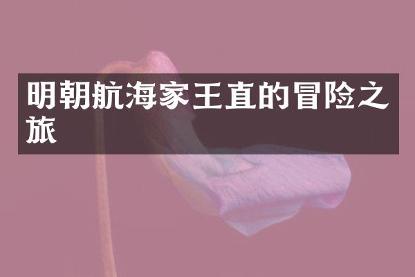 明朝航海家王直的冒险之旅
