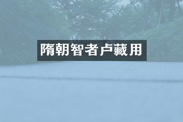 隋朝智者卢藏用