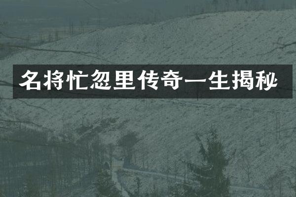 名将忙忽里传奇一生揭秘