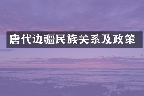 唐代边疆民族关系及政策