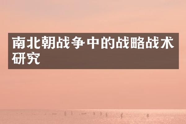 南北朝战争中的战略战术研究