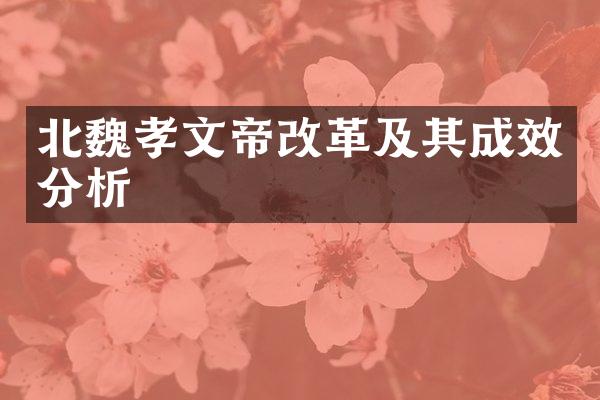 北魏孝文帝改革及其成效分析