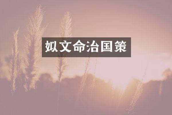 姒文命治国策