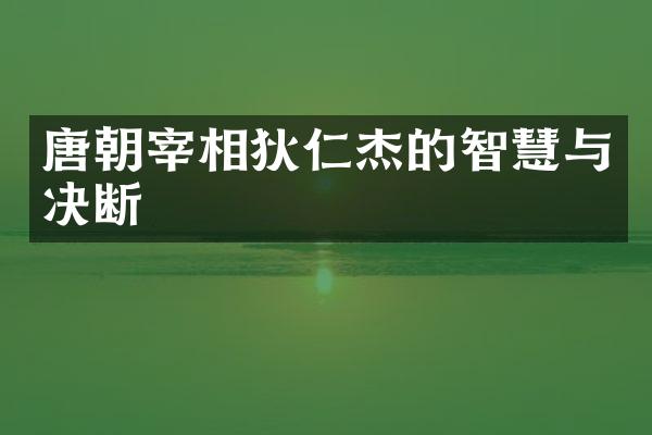 唐朝宰相狄仁杰的智慧与决断