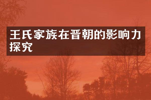 王氏家族在晋朝的影响力探究