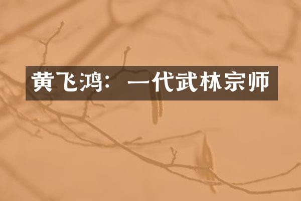 黄飞鸿：一代武林宗师