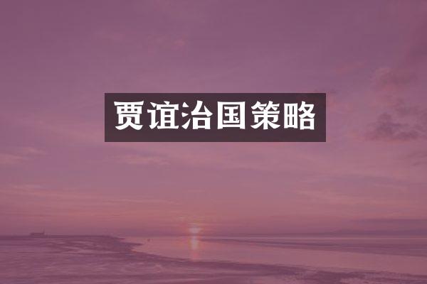 贾谊治国策略