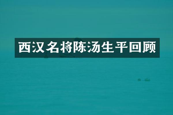 西汉名将陈汤生平回顾