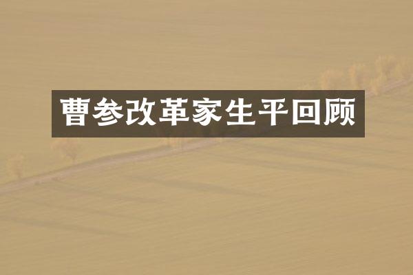 曹参改革家生平回顾