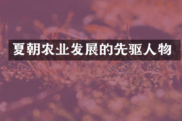 夏朝农业发展的先驱人物