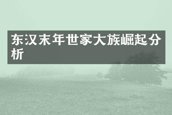 东汉末年世家大族崛起分析