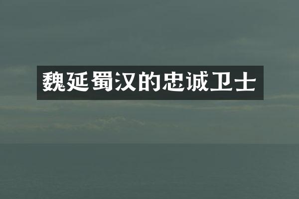 魏延蜀汉的忠诚卫士