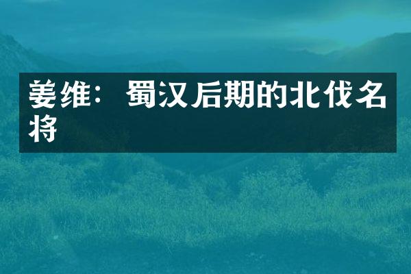 姜维：蜀汉后期的北伐名将