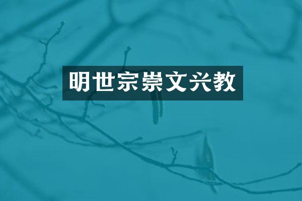 明世宗崇文兴教