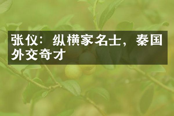 张仪：纵横家名士，秦国外交奇才