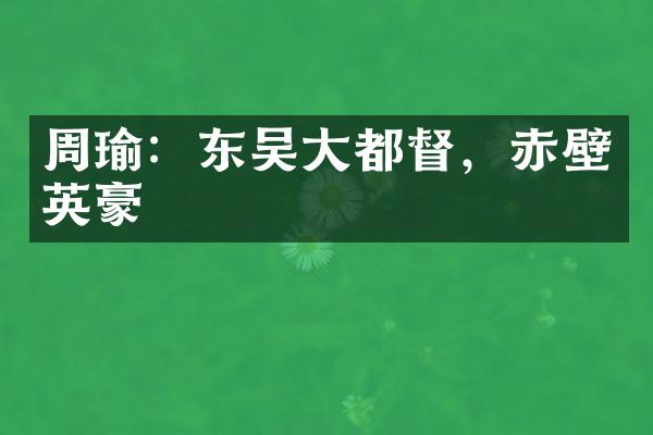 周瑜：东吴大都督，赤壁英豪
