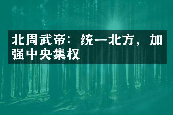 北周武帝：统一北方，加强中央集权