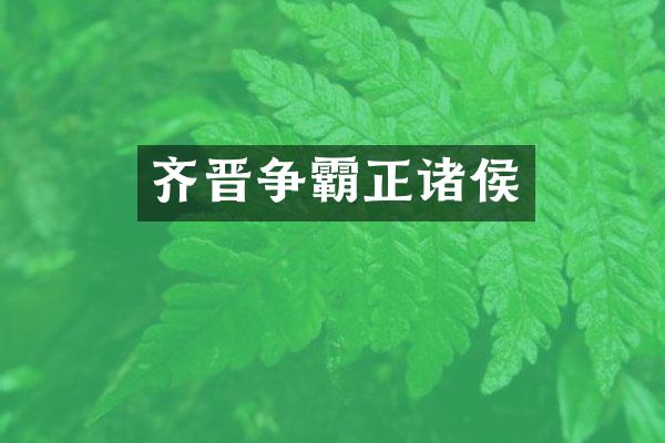 齐晋争霸正诸侯