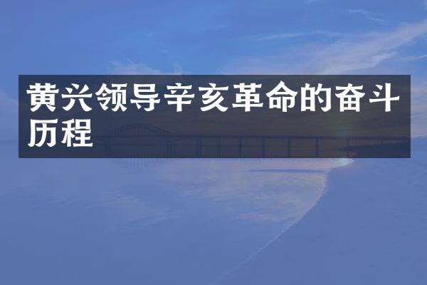 黄兴领导辛亥革命的奋斗历程