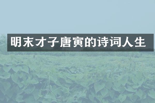 明末才子唐寅的诗词人生