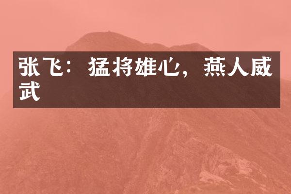张飞：猛将雄心，燕人威武