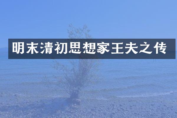 明末清初思想家王夫之传
