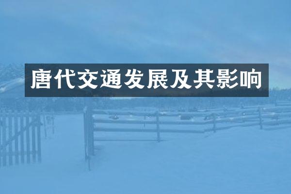 唐代交通发展及其影响