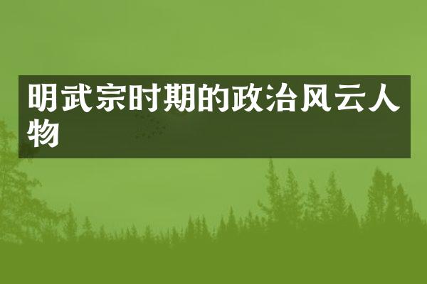 明武宗时期的政治风云人物