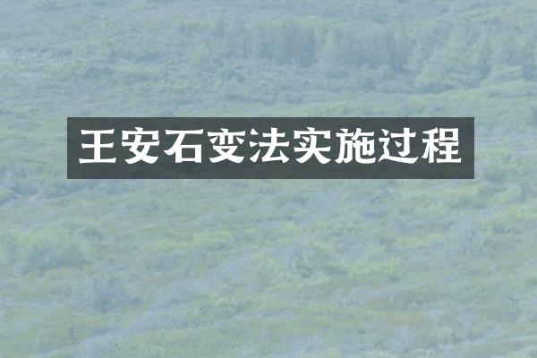 王安石变法实施过程