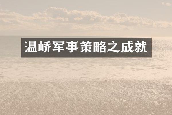 温峤军事策略之成就
