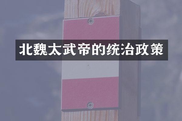 北魏太武帝的统治政策