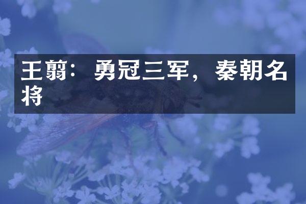 王翦：勇冠三军，秦朝名将