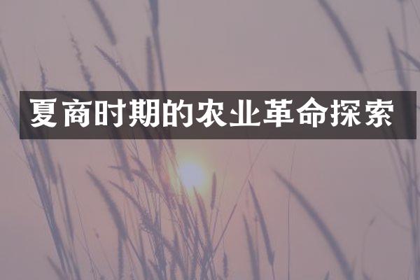 夏商时期的农业革命探索