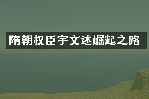 隋朝权臣宇文述崛起之路
