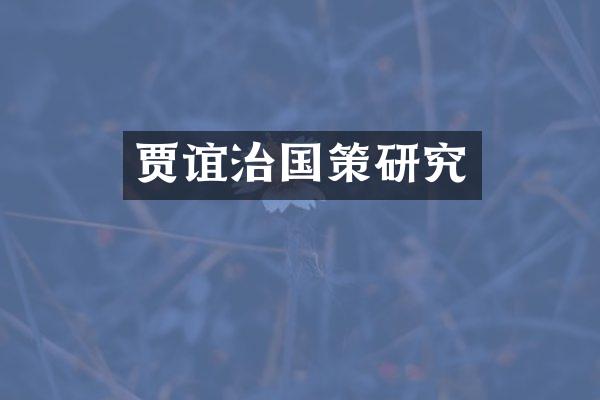 贾谊治国策研究