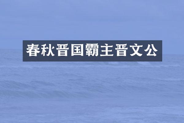春秋晋国霸主晋文公