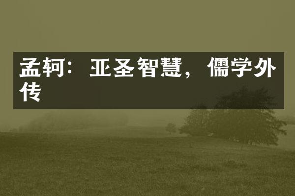 孟轲：亚圣智慧，儒学外传