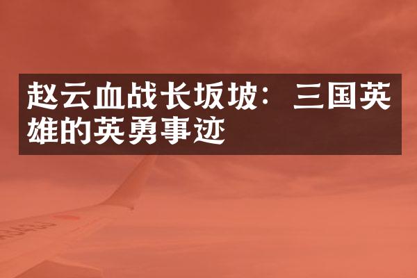 赵云血战长坂坡：三国英雄的英勇事迹