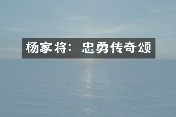 杨家将：忠勇传奇颂