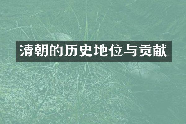 清朝的历史地位与贡献