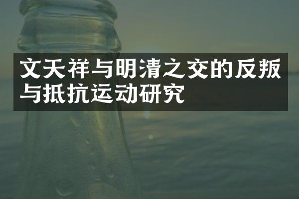 文天祥与明清之交的反叛与抵抗运动研究