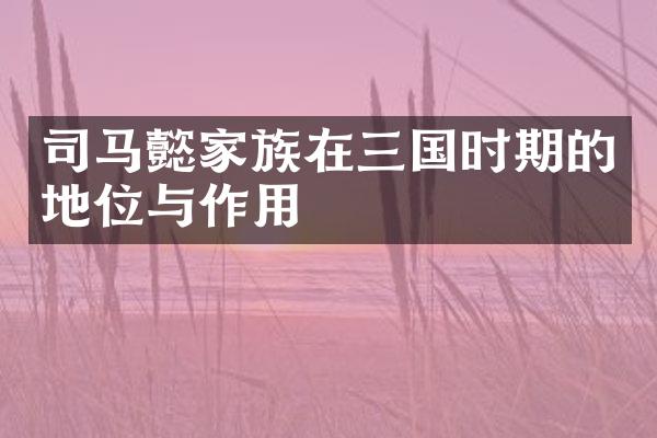 司马懿家族在三国时期的地位与作用