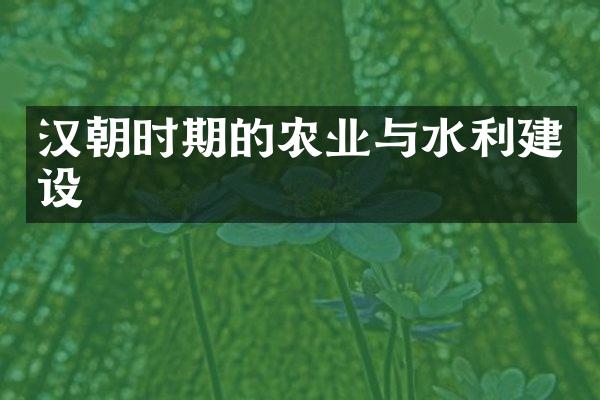 汉朝时期的农业与水利建设