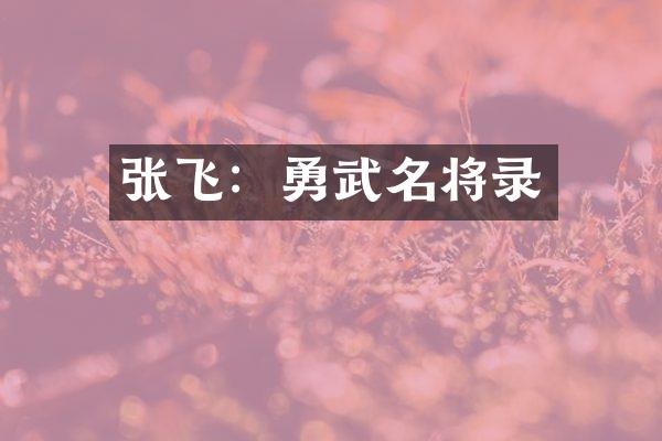 张飞：勇武名将录