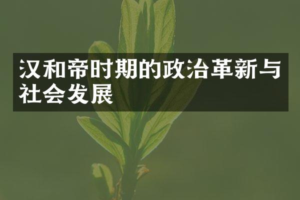汉和帝时期的政治革新与社会发展