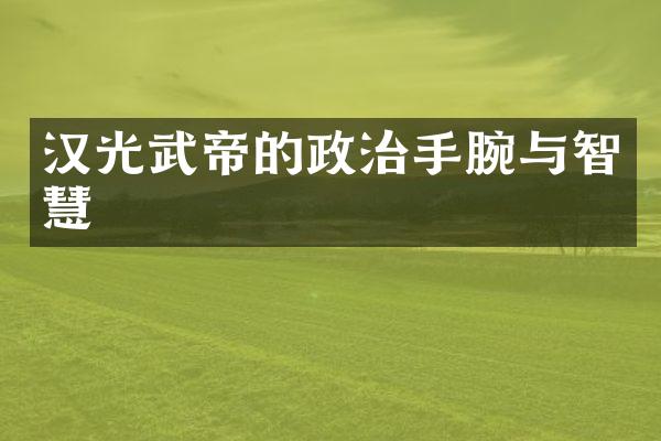 汉光武帝的政治手腕与智慧