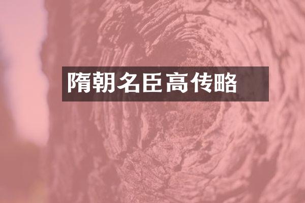 隋朝名臣高颎传略