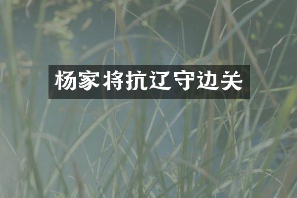 杨家将抗辽守边关